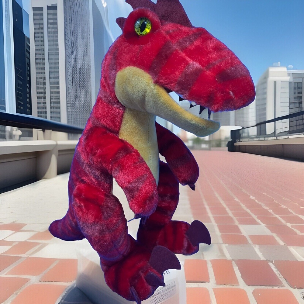 Build-A-Bear Workshop Red Yellow Raptor Dinosaur 16" Plush Stuffed Animal 2021